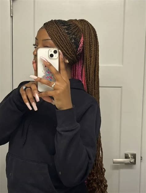 pink black braids|pink and brown peekaboo braids.